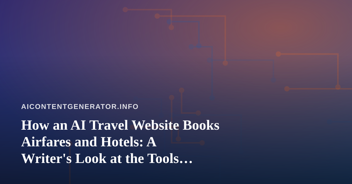 How an AI Travel Website Books Airfares and Hotels: A Writer’s Look at the Tools Behind the Search