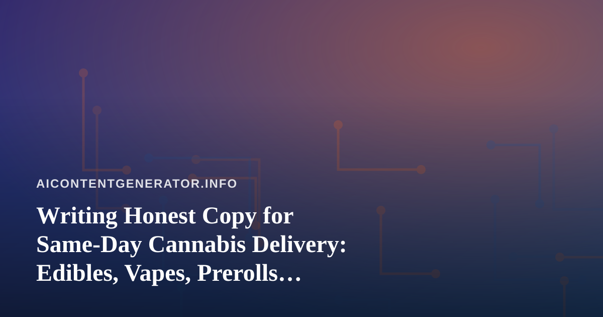 Writing Honest Copy for Same-Day Cannabis Delivery: Edibles, Vapes, Prerolls, Flower, and Concentrates